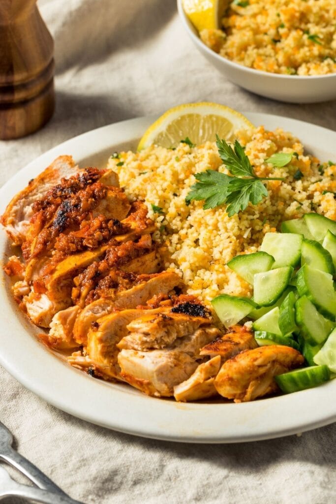 Chicken Harissa with Couscous and Cucumber