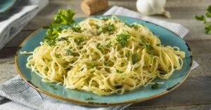 Homemade Angel Hair Pasta with Cheese and Garlic