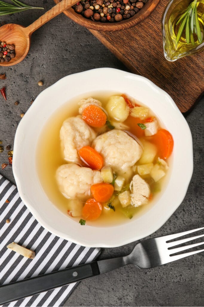 Homemade Chicken and Dumplings in a Plate