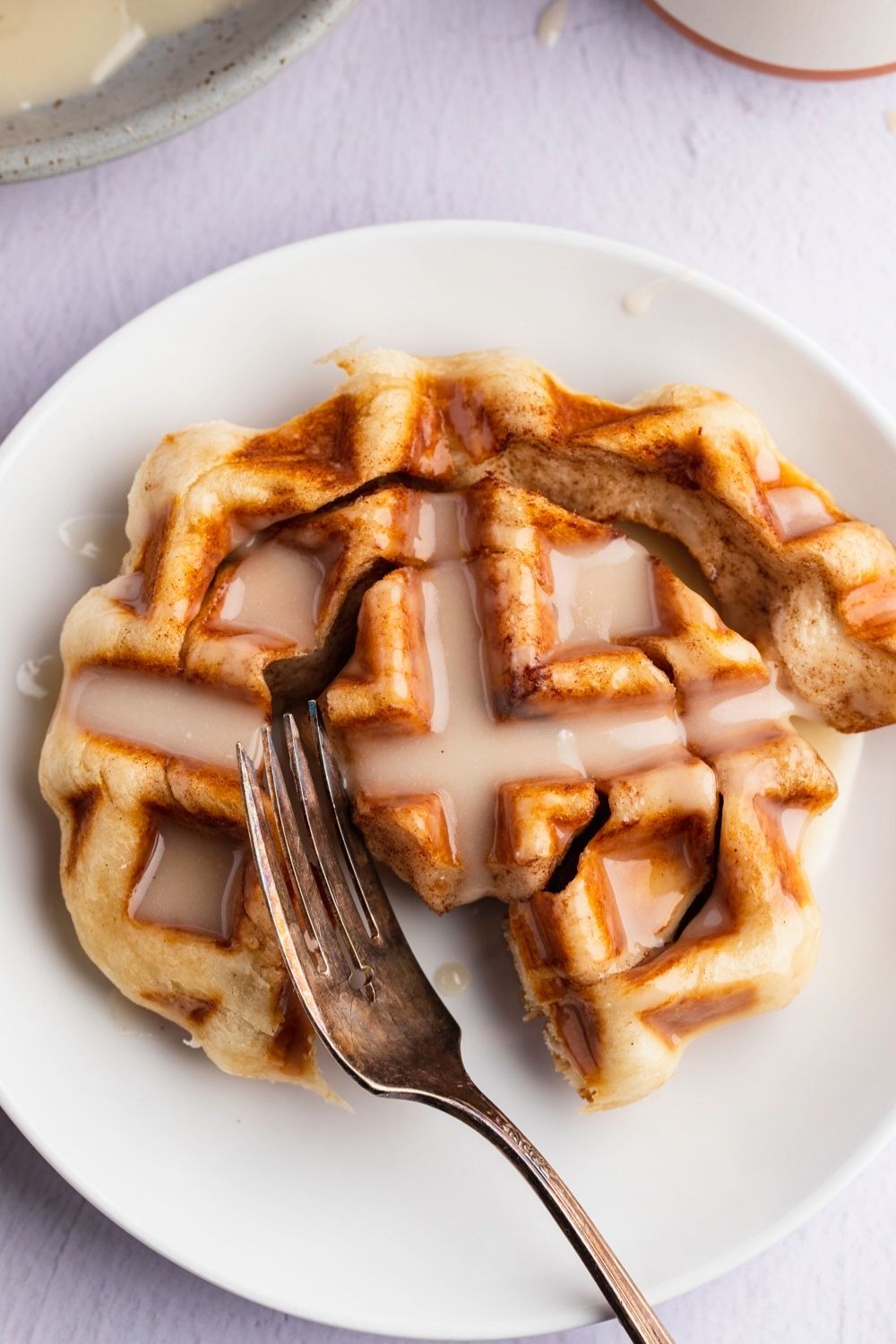 Cinnamon Roll Waffles with Cream Cheese Glaze