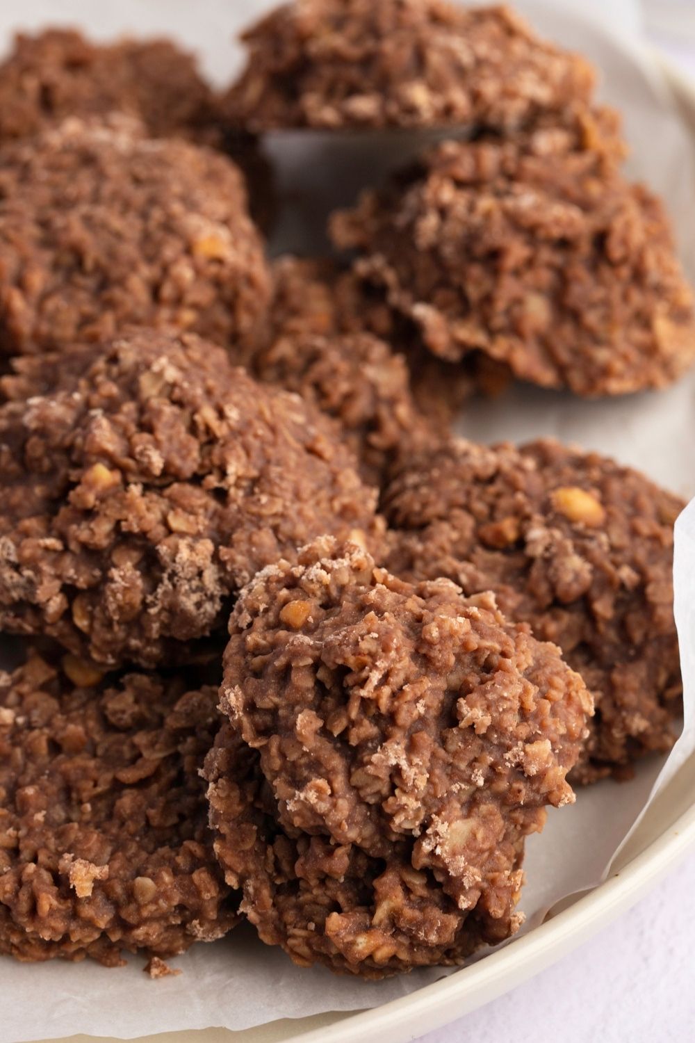 Sweet and Gooey No Bake Cookies in a Plate