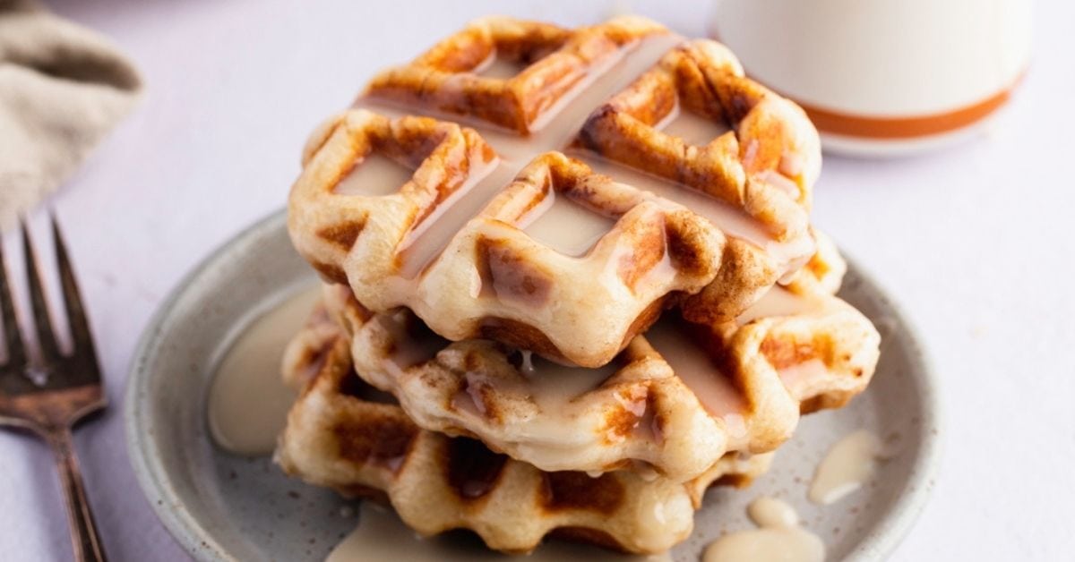 Tasty Cinnamon Roll Waffles with Cream Cheese Glaze