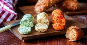 Assorted Aromatic Butter in a Chopping Board