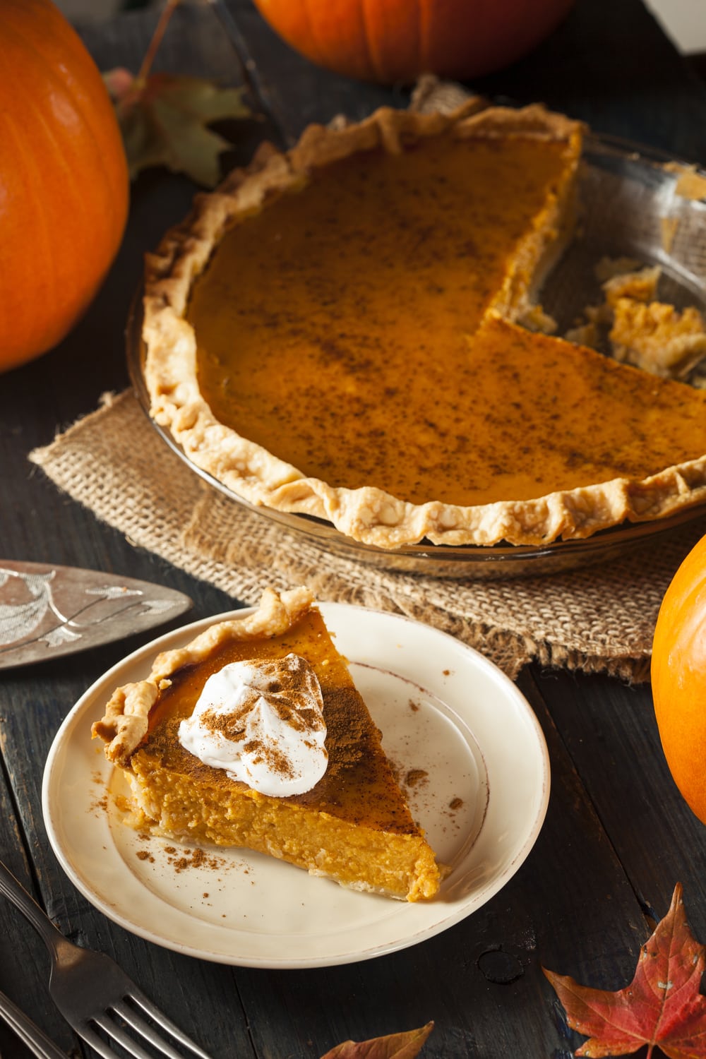 Homemade McCormick Pumpkin Pie with Whipped Cream and Pumpkin Pie Spice