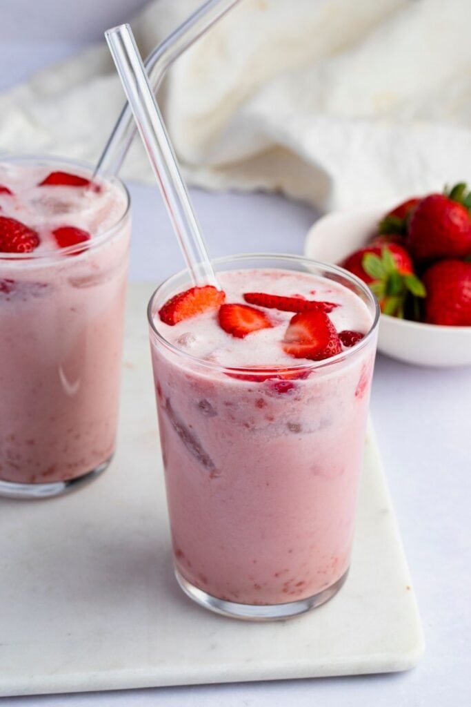 20 Easy Caffeine-Free Drinks featuring Homemade Strawberry Pink Drink