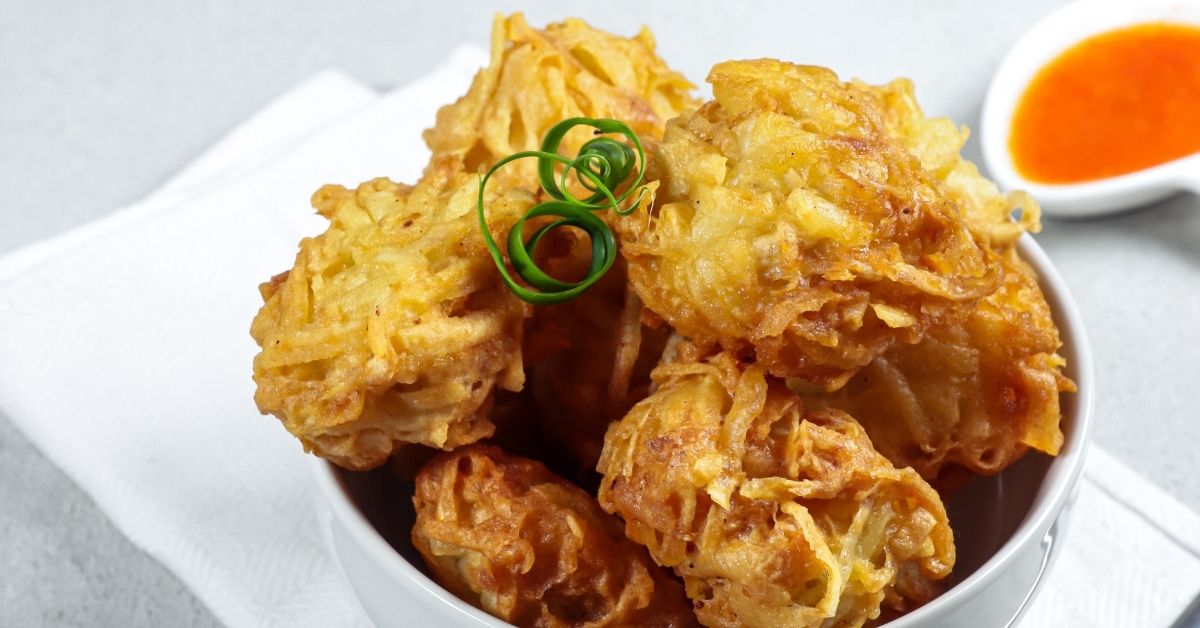 Homemade Taro Fritters in a Bowl