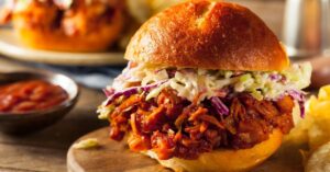 Homemade Vegan Pulled Pork Sandwich with Coleslaw