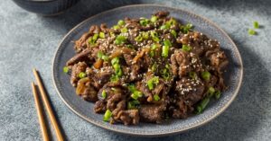 Korean Beef Barbecue Bulgogi with Green Onions