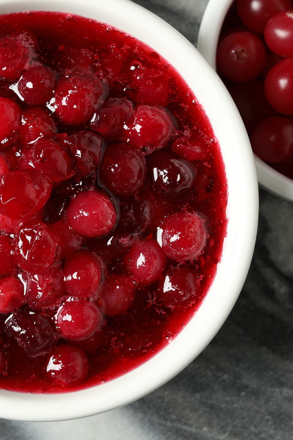 Close up view of a bowl of Cranberry Sauce