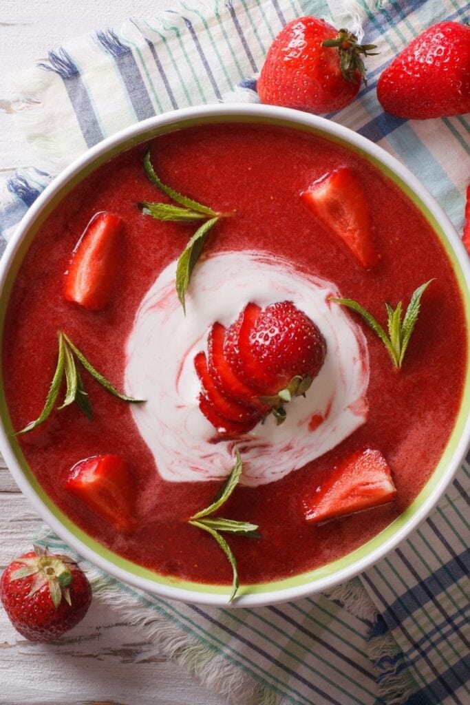 Bowl of Sweet Strawberry Soup