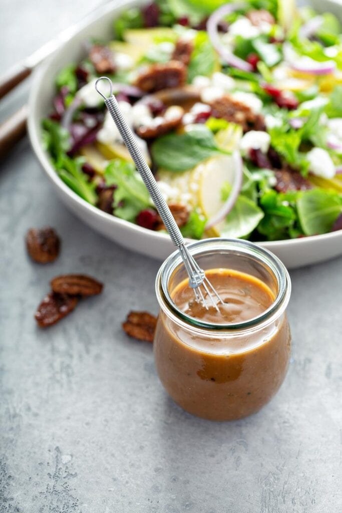 Homemade Balsamic Vinaigrette Dressing with Vegetable Salad