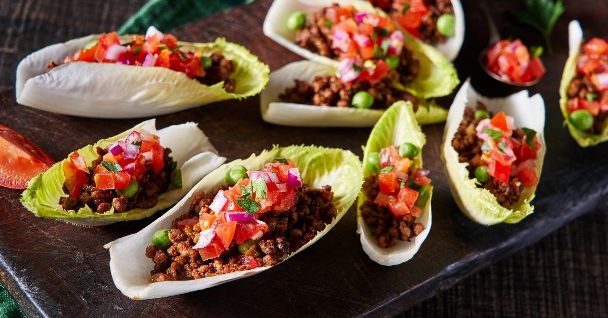 Homemade Belgian Endive Salad Boats with Minced Meat and Pico De Gallo