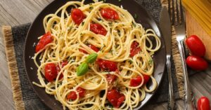 Homemade Cheesy Angel Hair Pasta with Cherry Tomatoes