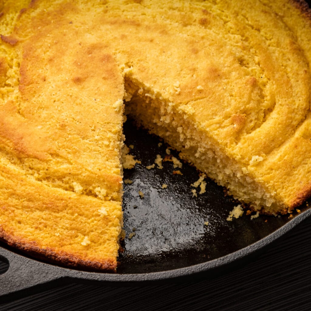 Fluffy White Lily Cornbread Baked in a Skillet