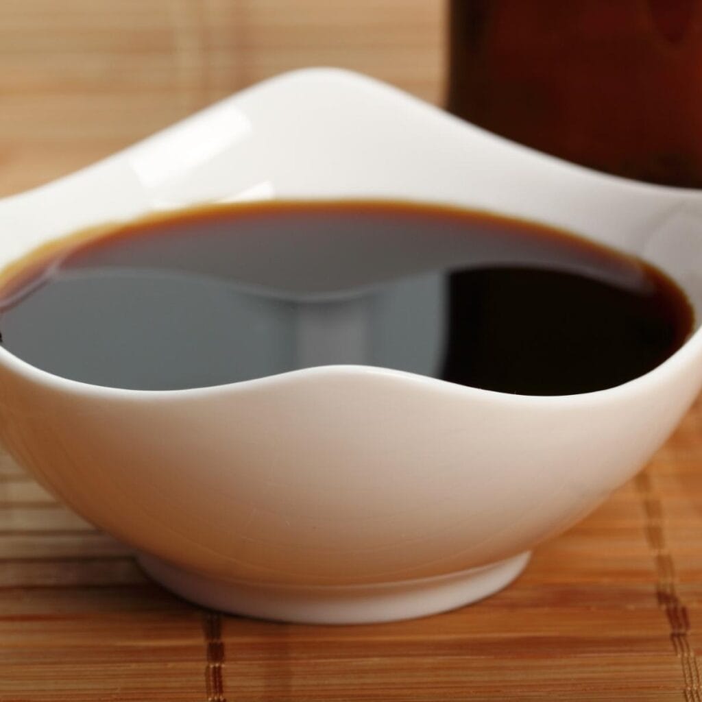 Coconut Aminos in a Small Square Ceramic Dish