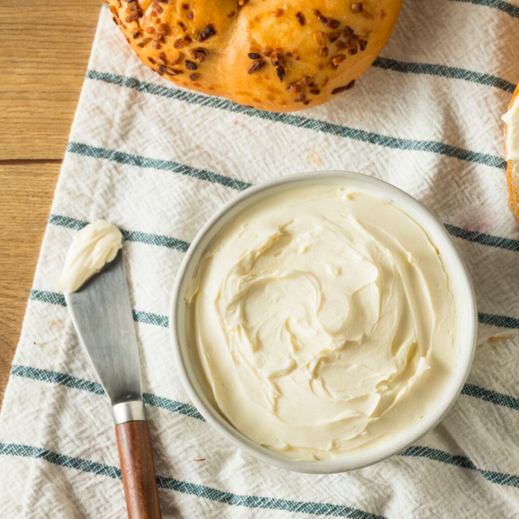 Cream Cheese in a White Bowl