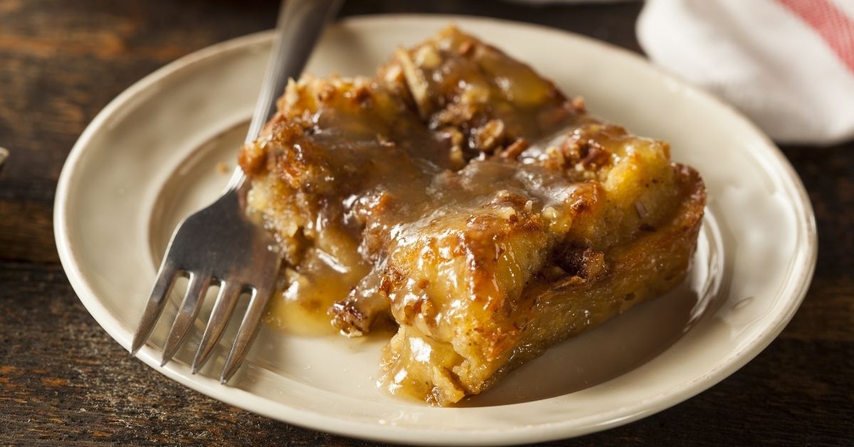 Homemade Pudding Dessert with Brandy Sauce