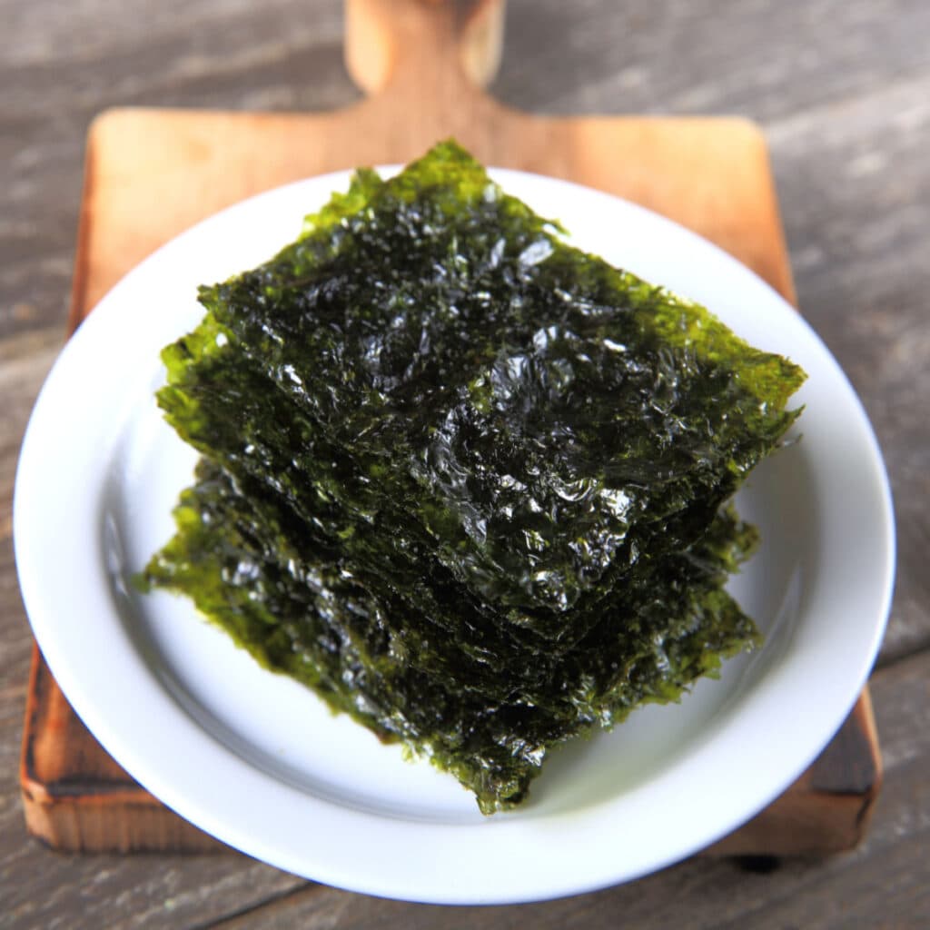 Seaweeds on White Plate