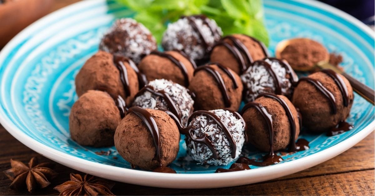 Sweet Homemade Christmas Truffles with Chocolate Syrup