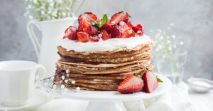 Sweet Homemade Crepe Cake with Fresh Strawberries