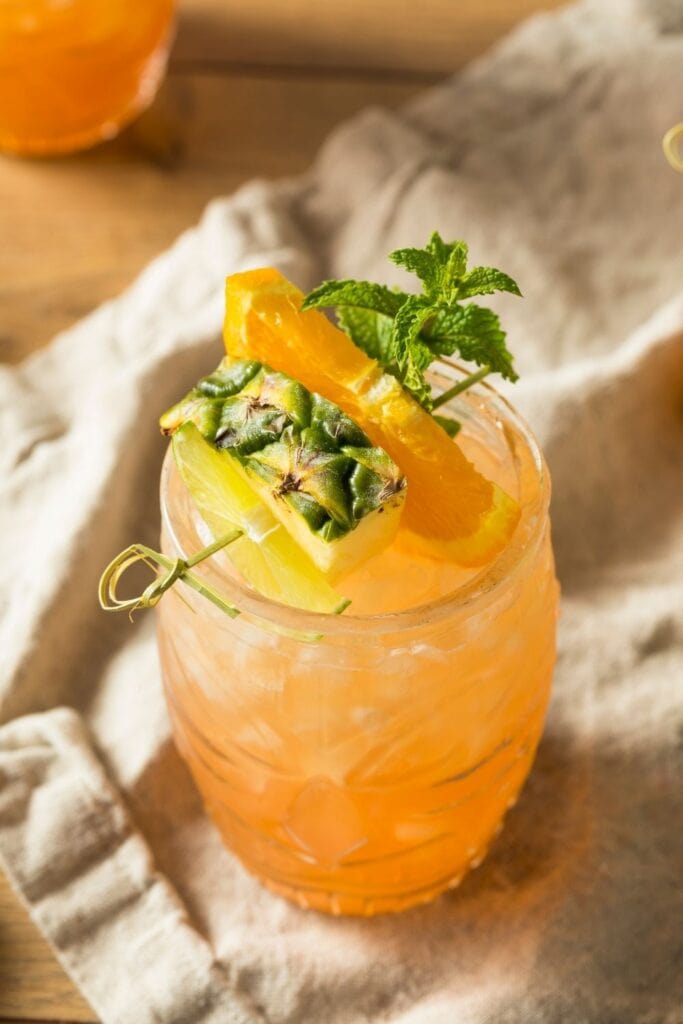 Tiki Cocktail with Lime and Pineapple