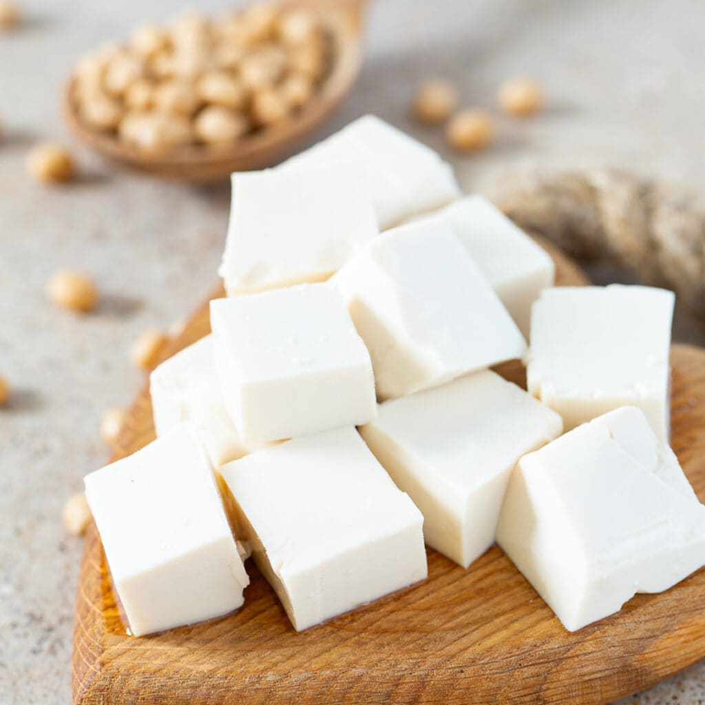 Tofu in a Wooden Board