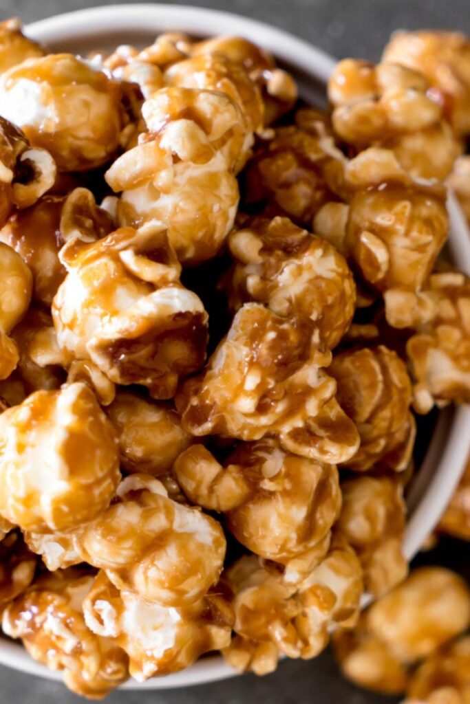 Close up of crunchy homemade Caramel Popcorn