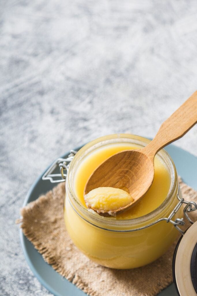 Ghee or Clarified Butter in a Glass Jar