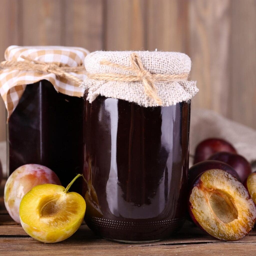 Plum Jam in Jars