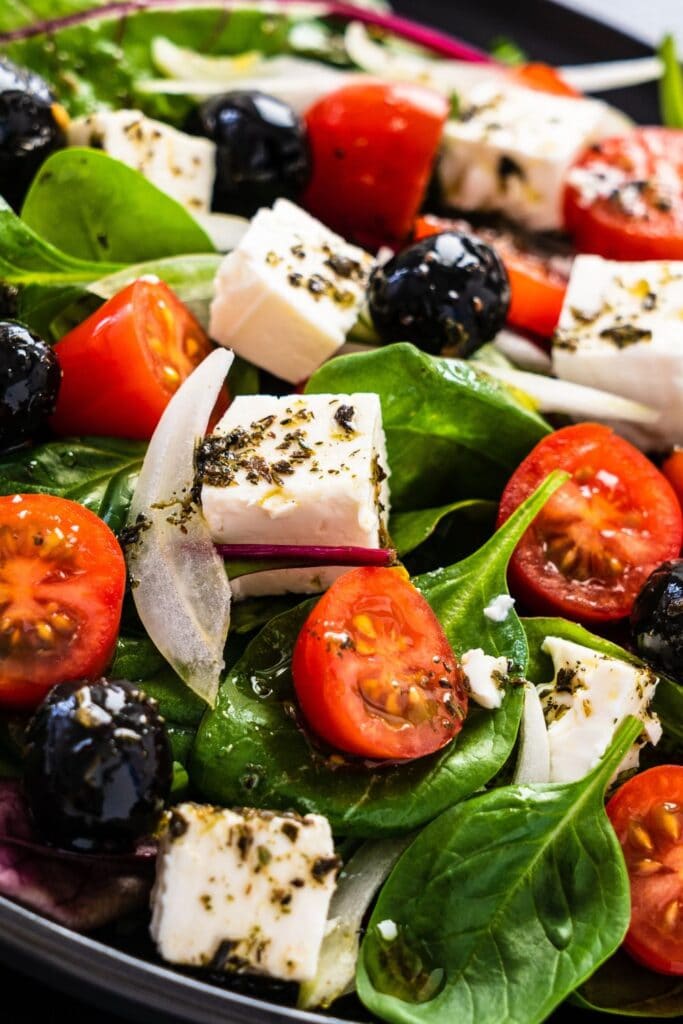 Greek Salad with Feta, Black Olives and Tomatoes