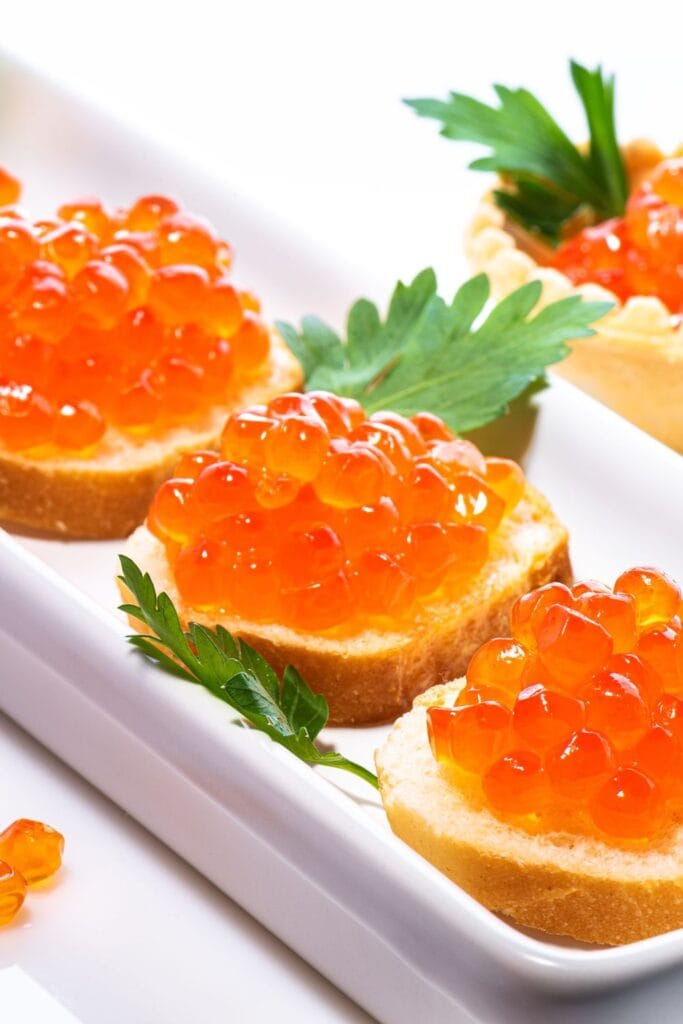 Red Caviar on Butter Buns with Parsley