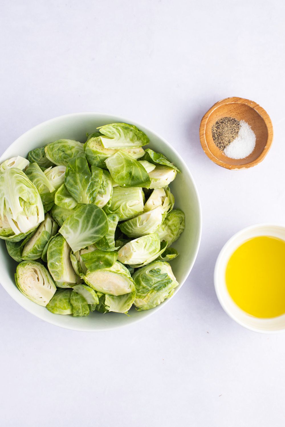 Roasted Brussels Sprouts Ingredients: Brussels Sprouts, Olive Oil, Kosher Salt, Ground Black Pepper