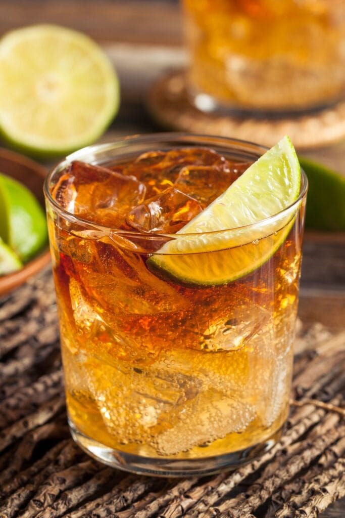 Boozy Dark Stormy Cocktail with Lime