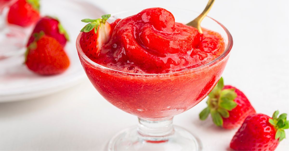 Cold Frozen Strawberry Italian Ice