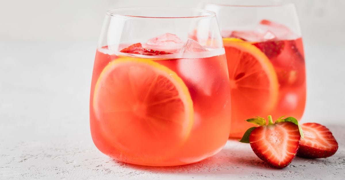 Cold Strawberry Lemon Cocktail in a Glass