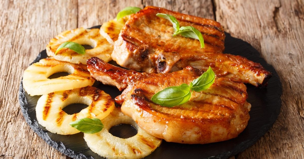Homemade Grilled Pork Chops with Glazed Honey and Pineapple
