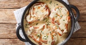 Homemade Pork Chops with White Wine Sauce and Herbs
