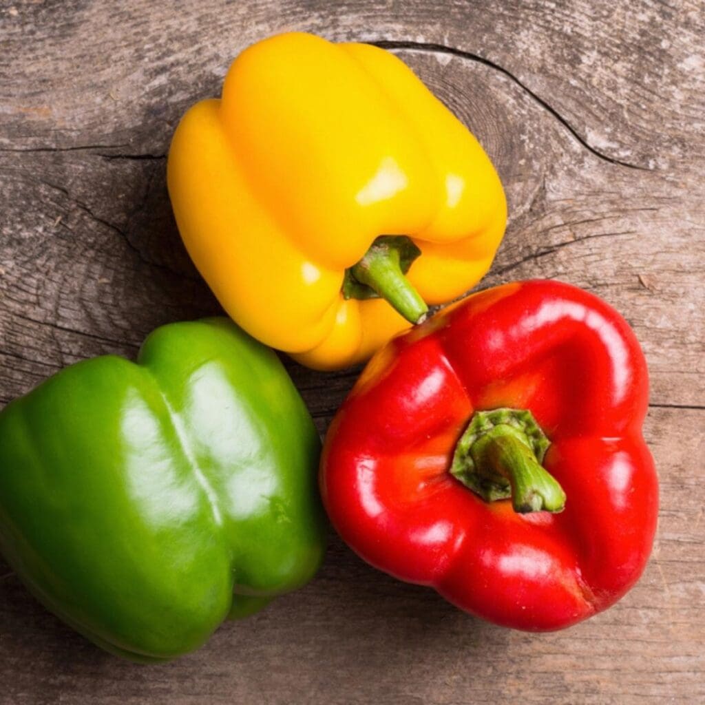 Red, Yellow and Green Bell Peppers