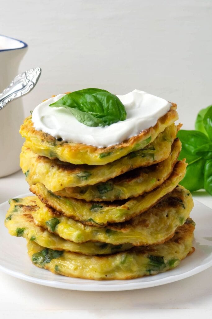 Fried Zucchini Fritters with Cream
