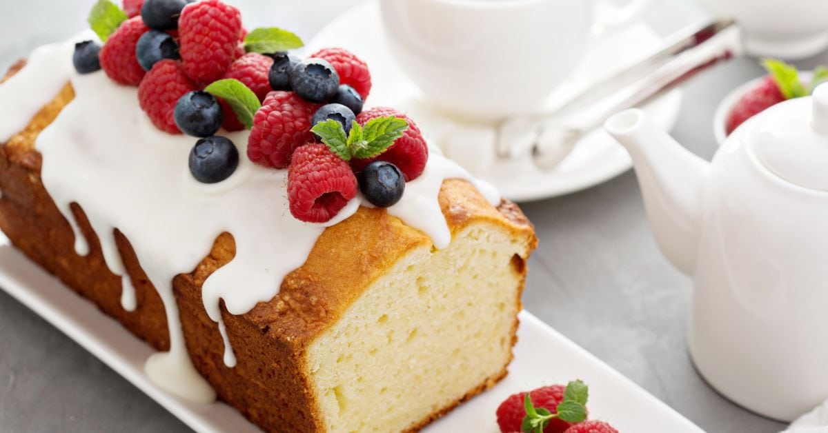 Homemade Yogurt Pound Cake with Berries