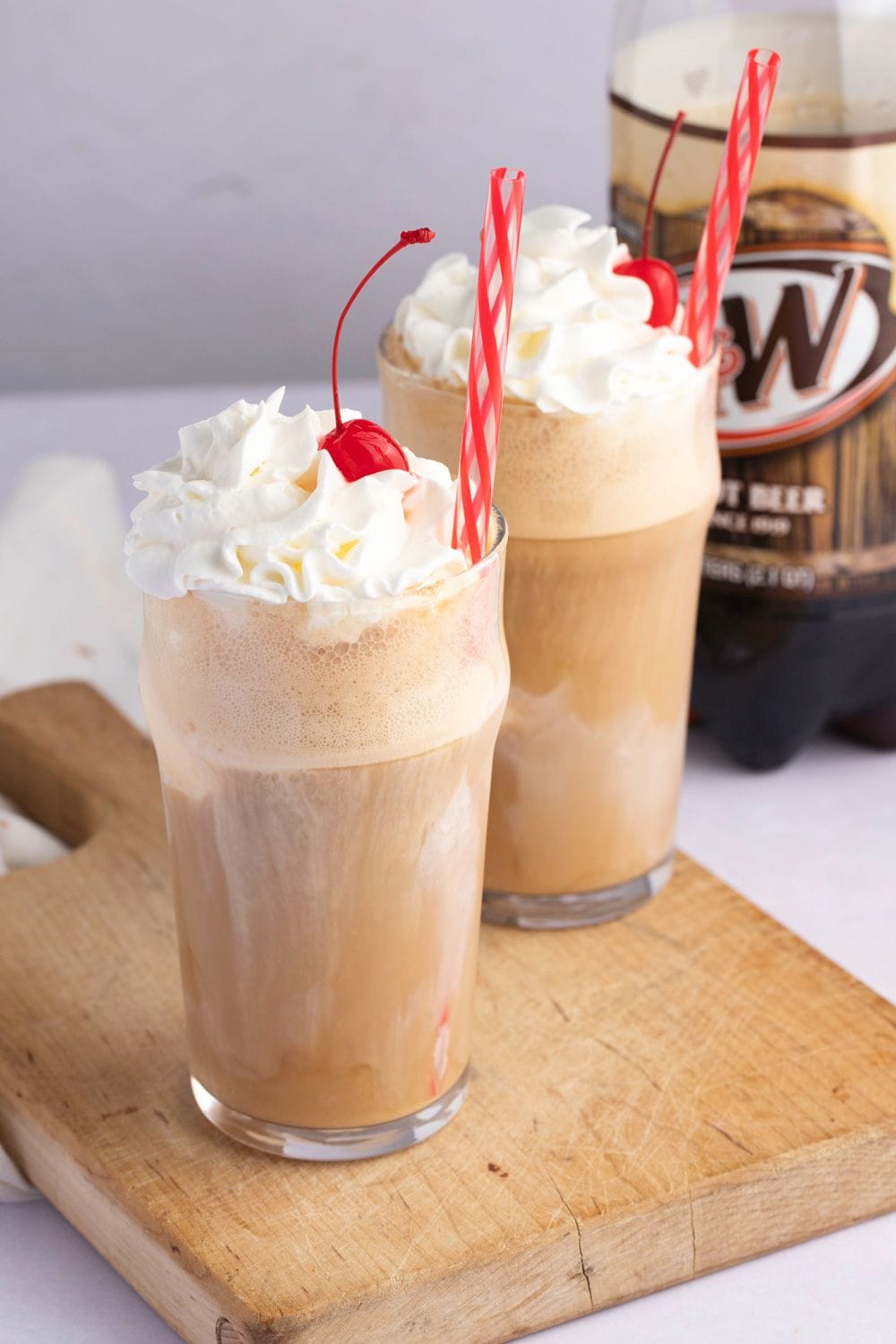 Root Beer Float with Whipped Cream, Vanilla Ice Cream and Cherries