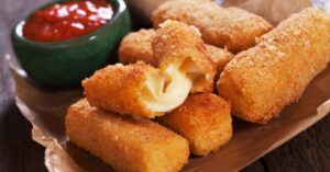 Savory Homemade Breaded Mozzarella Cheese Sticks with Ketchup