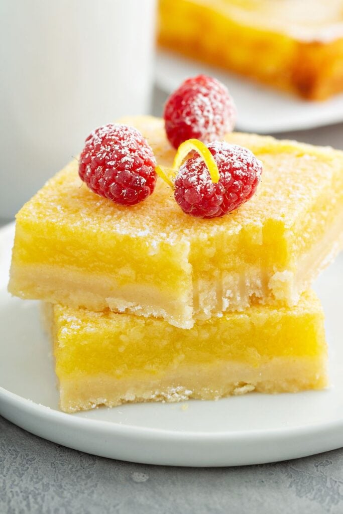 Sweet Lemon Bars with Raspberries