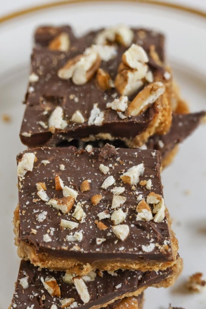 Sweet and Salty Saltine Cracker Toffee with Nuts