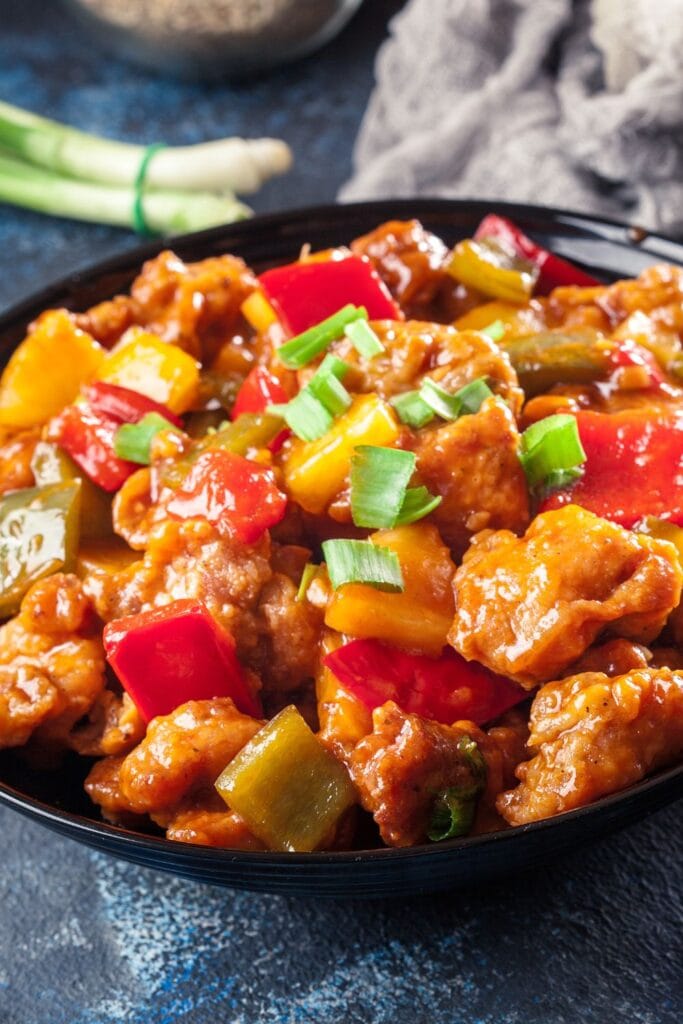 Sweet and Sour Cantonese Chicken with Colorful Bell Peppers