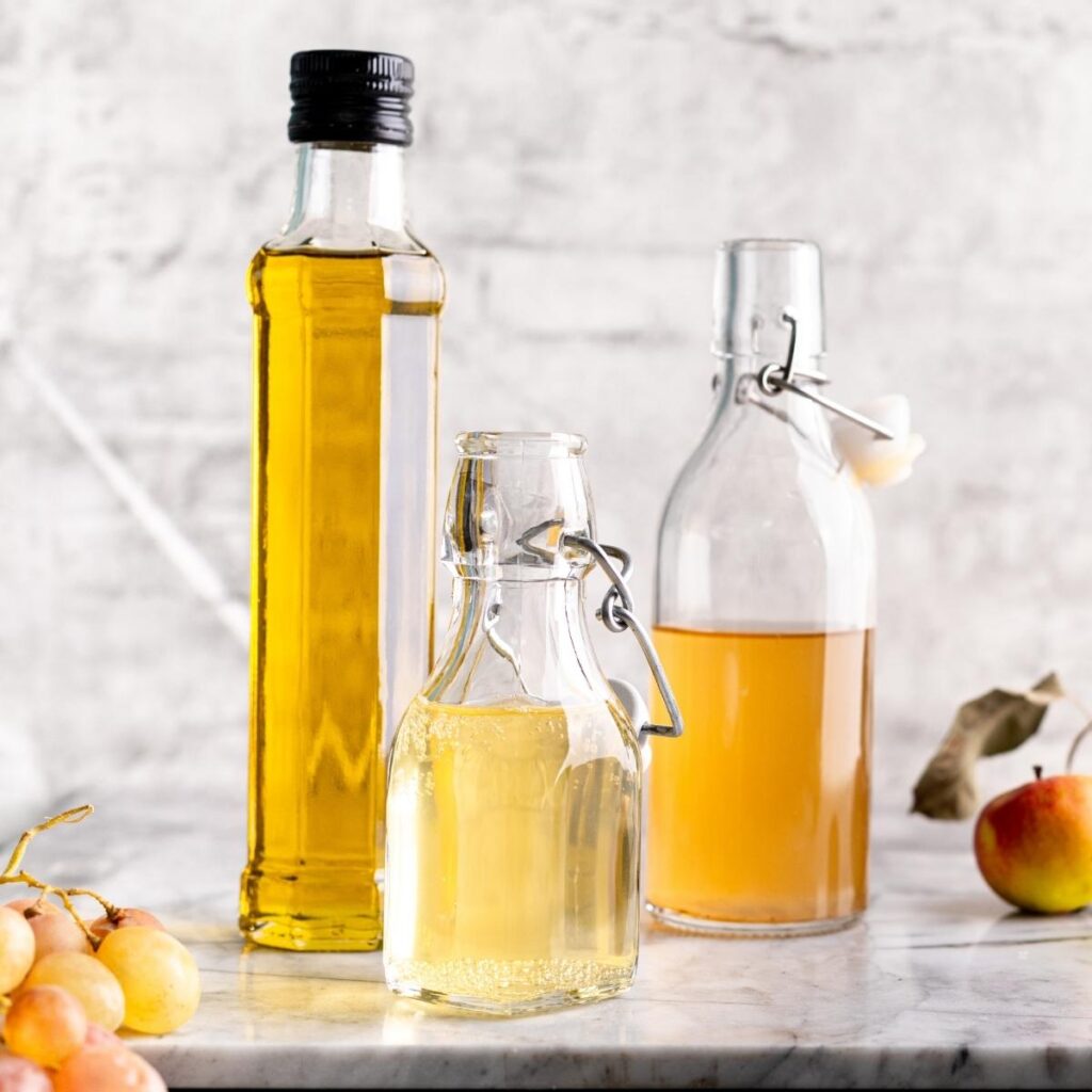 White Wine Vinegar in Glass Bottles