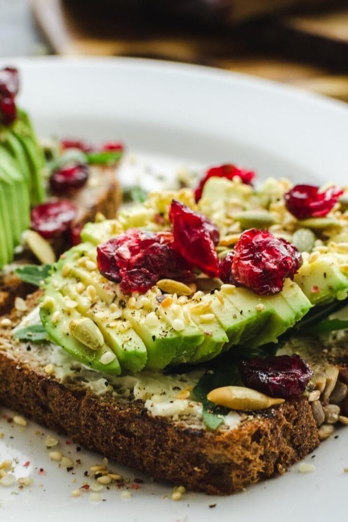 Avocado Toast with Rye Bread and Dried Cranberries