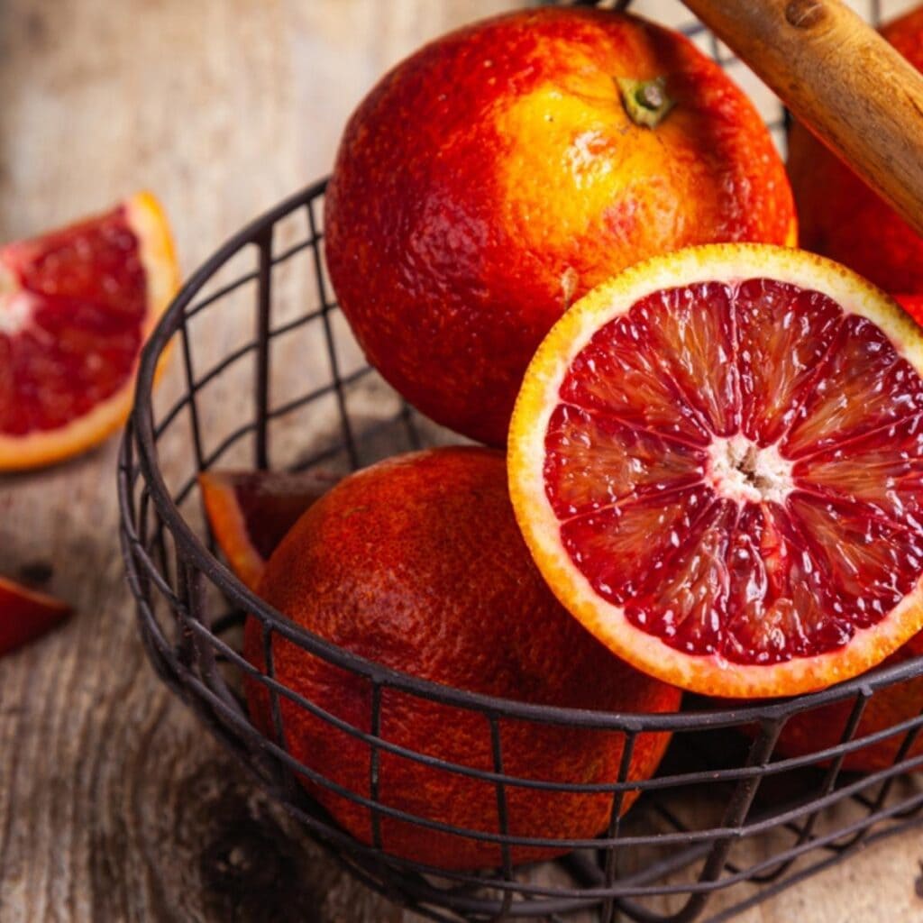 Blood Oranges on an Old Basket