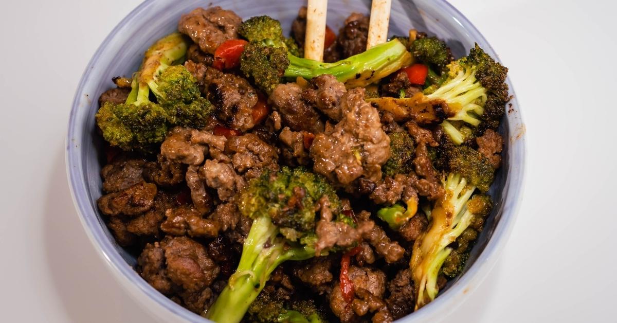 Bowl of Homemade Korean Ground Beef and Broccoli