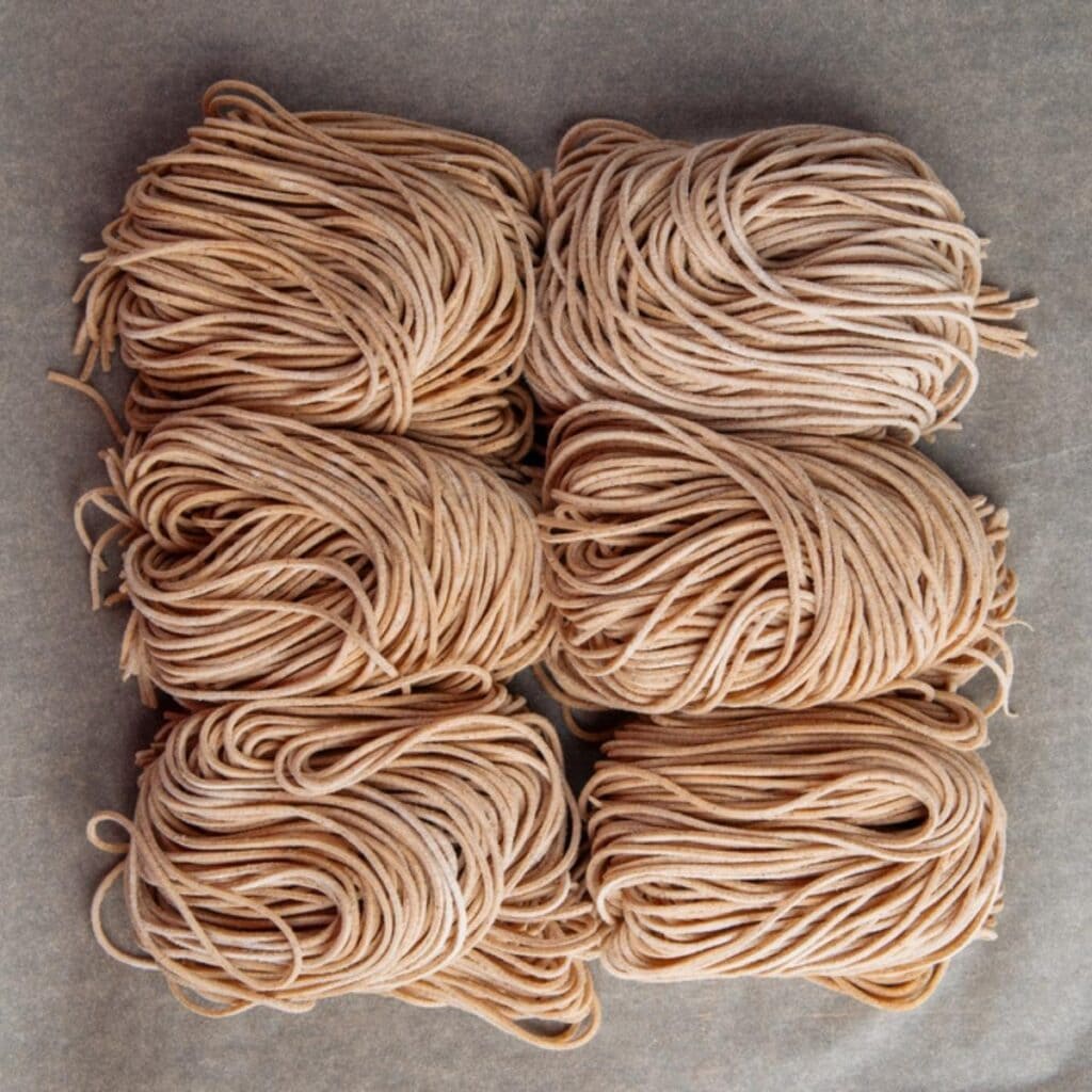 Buckwheat Noodles on a table